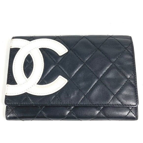 CHANEL Cambon Line CC CC Mark Bifold Logo Compact Wallet Flap Folded wallet - Picture 1 of 14